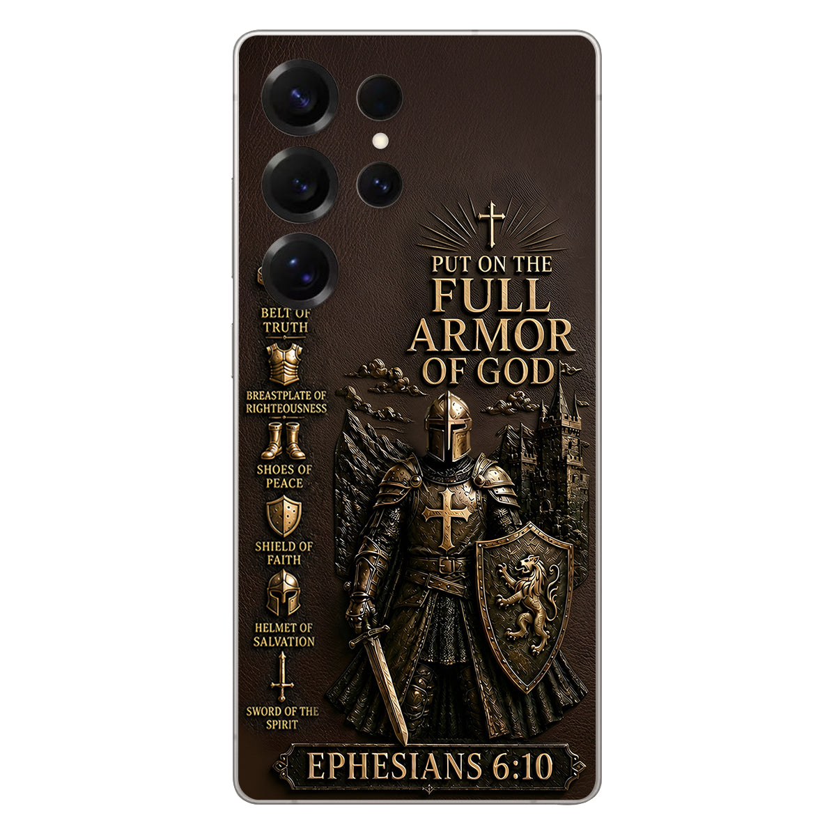 Mettez l'Amour Complet de Dieu, Cadeau pour Chrétiens - Coque de Téléphone en Cuir Personnalisée 3D Embossée