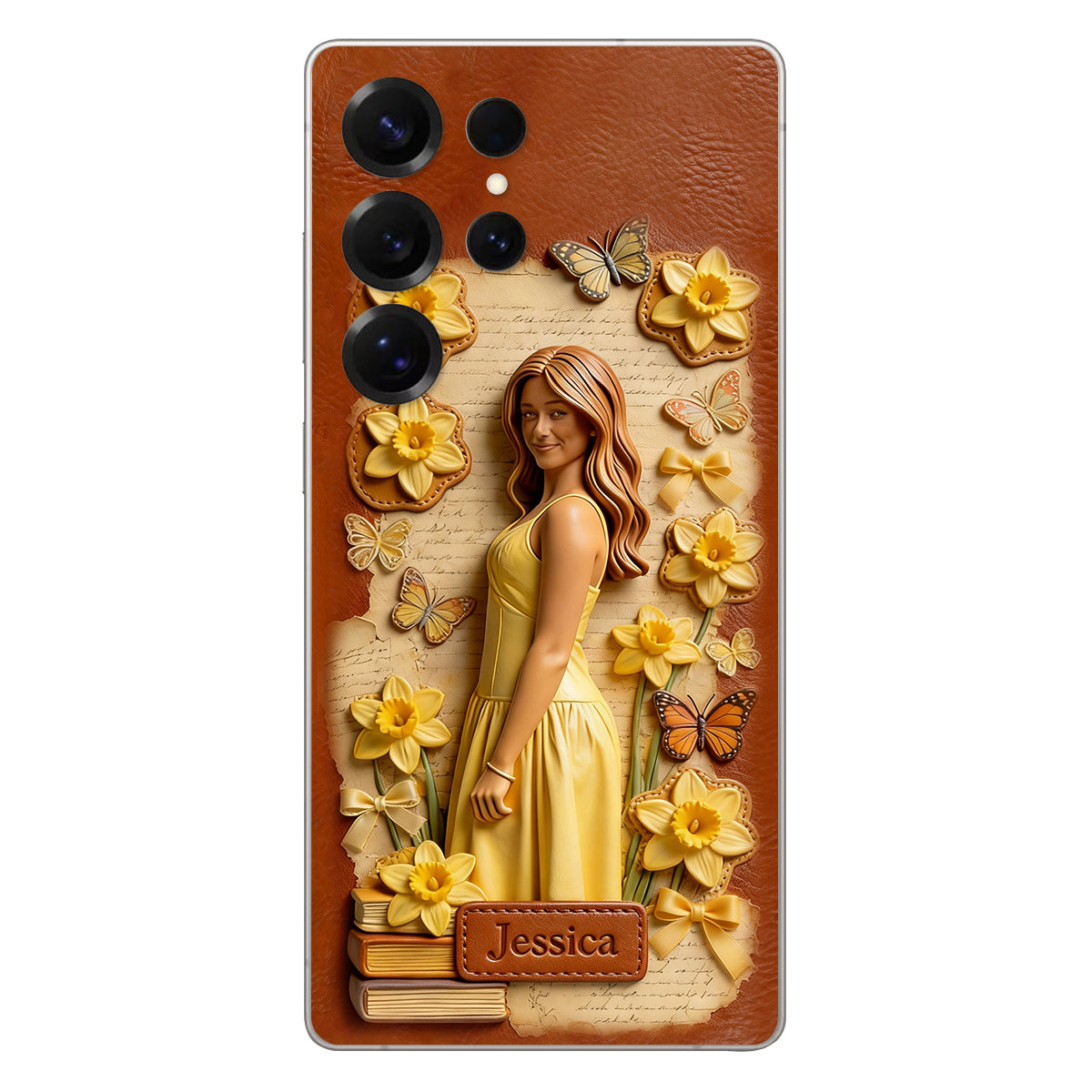 Custom Any Photo Unique Birth Flower - Personalized Self Love Leather Phone Case