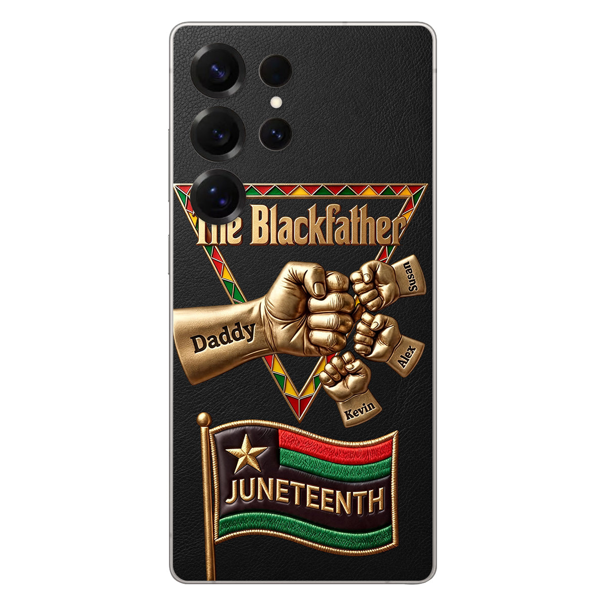 Le Blackfather - Coque de téléphone en cuir embossé 3D personnalisée