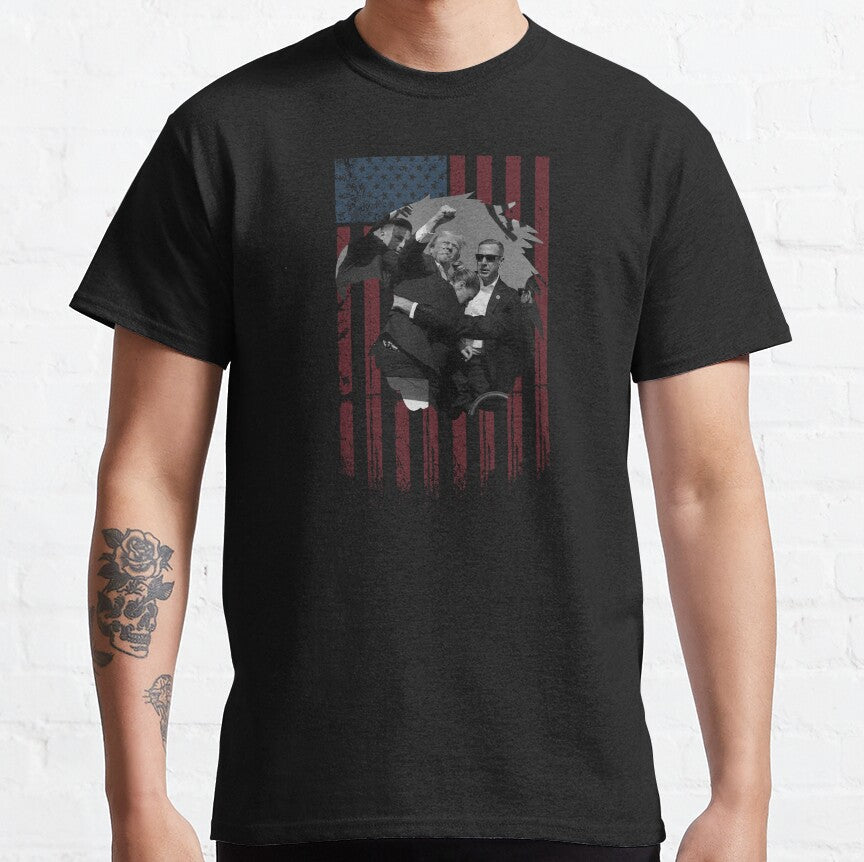 T-shirt pare-balles, T-shirt « Never Surrender », T-shirt « Fight For America », T-shirt de rallye rétro, T-shirt et sweat à capuche « Fight Fight Fight ».