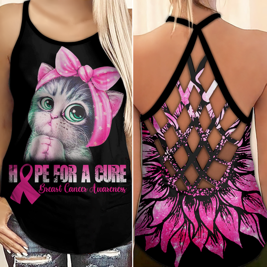 Débardeur croix Hope For A Cure Cat - Sensibilisation au cancer du sein 0722