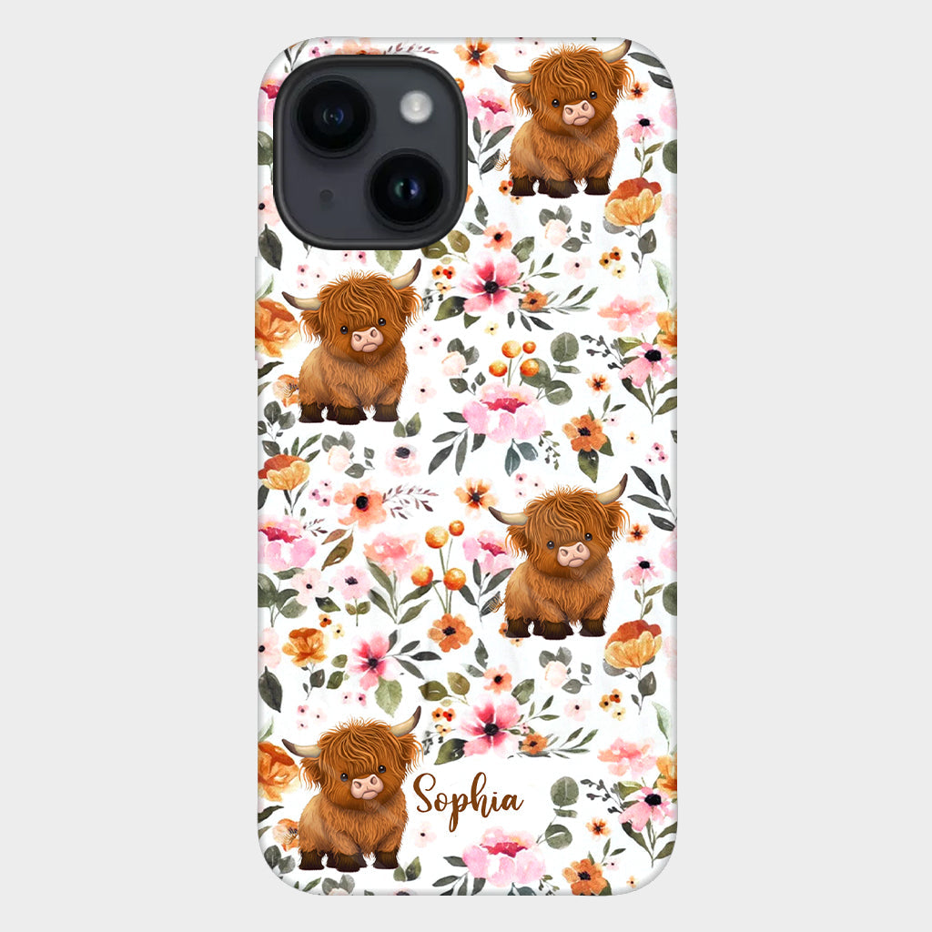 Coque de téléphone personnalisée avec motif vache des Highlands et imprimé intégral