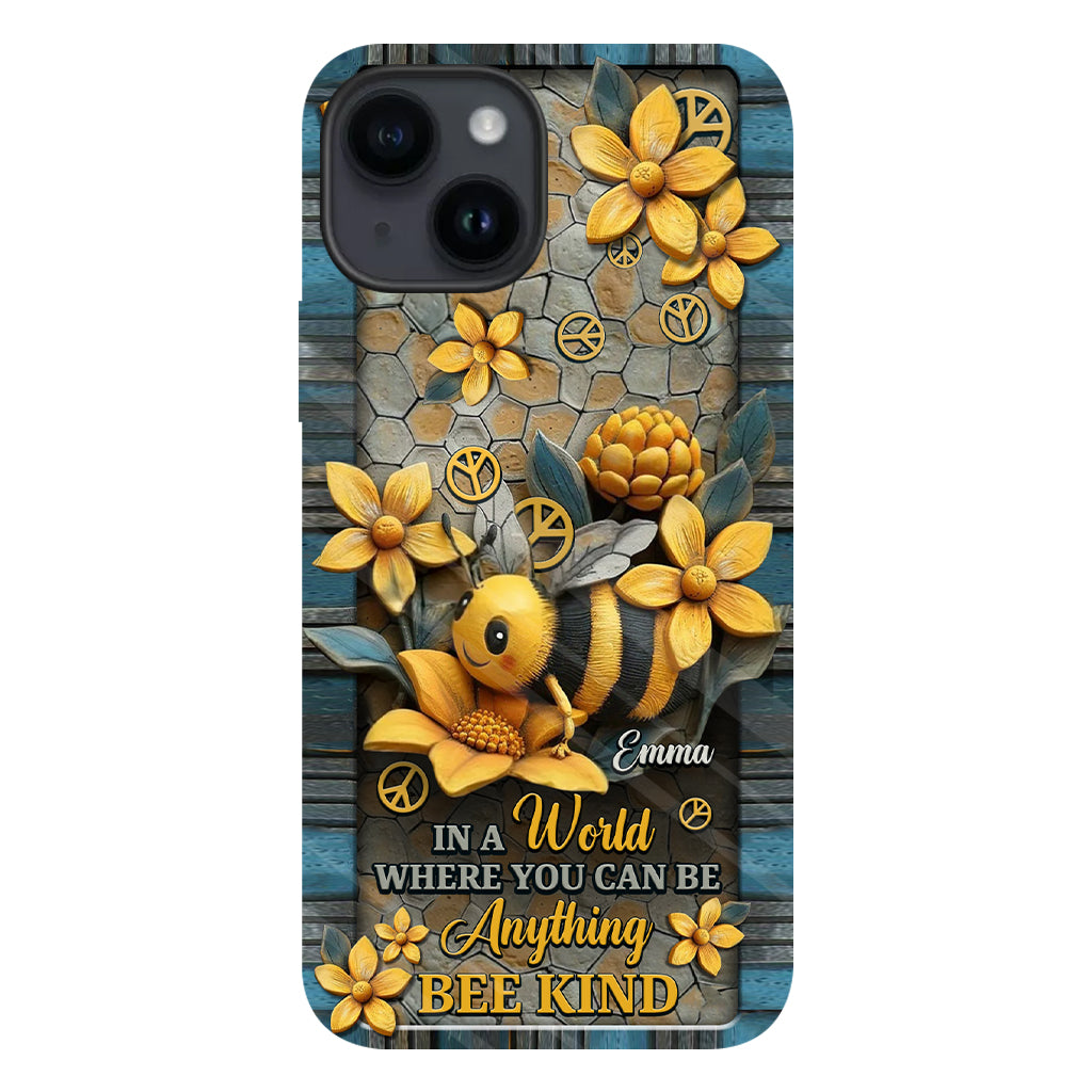 In A World Where You Can Be Anything Be Kind - Personalized Hippie Full Print Phone Case