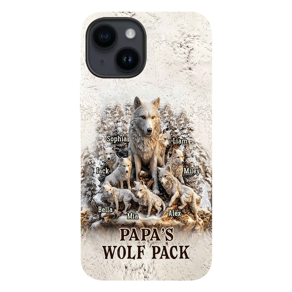 Coque de téléphone personnalisée « La meute de loups de papa » avec impression intégrale