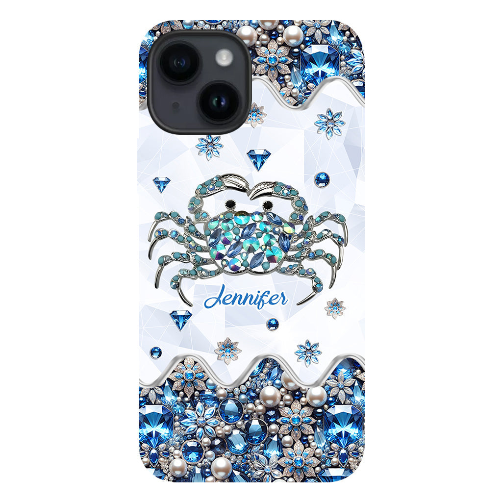 Élégante coque de téléphone personnalisée « Crabe bleu élégant » pour amoureux de la mer