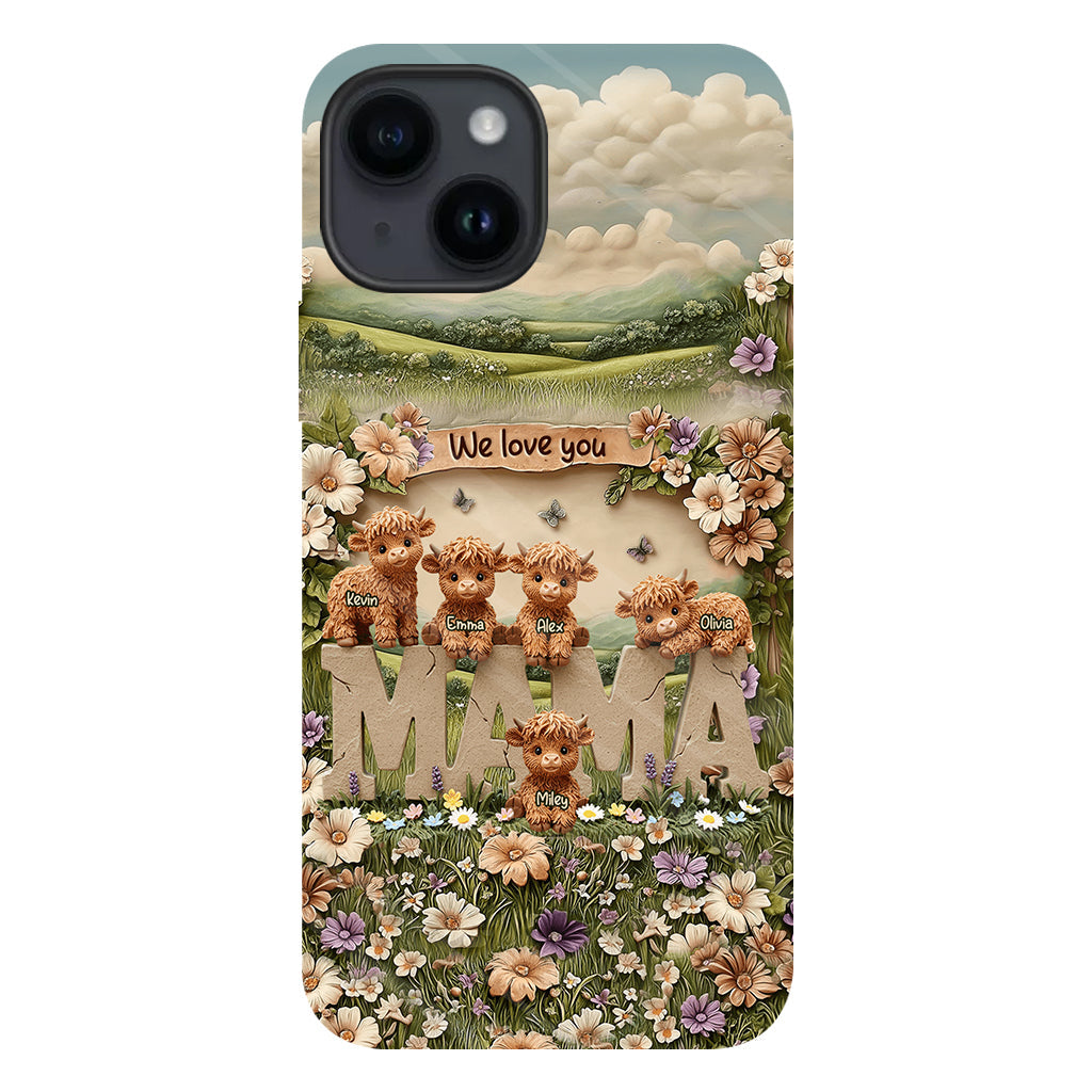 Coque de téléphone personnalisée avec motif vache des Highlands mignonne, maman et grand-mère - Coque de téléphone imprimée intégralement pour maman