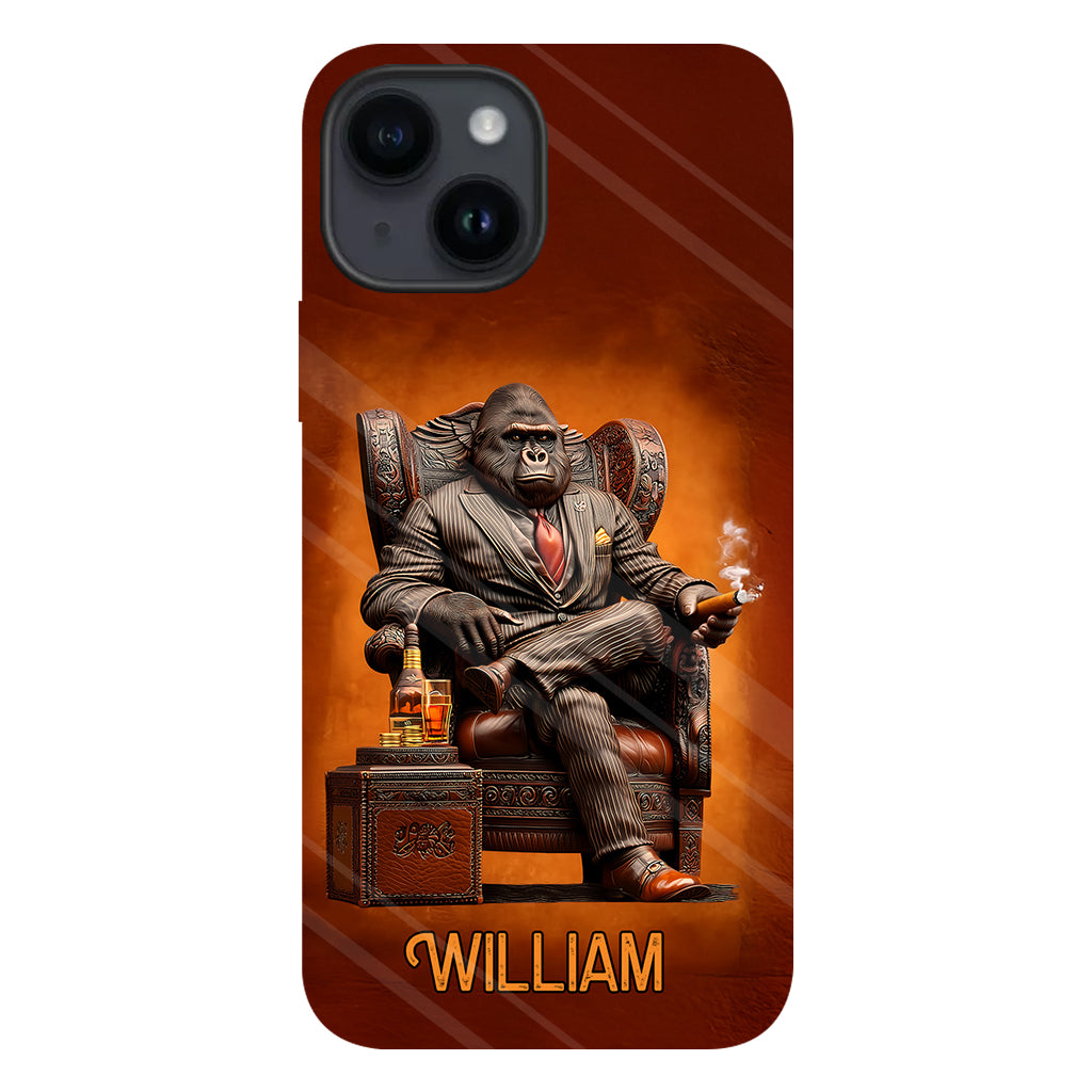 Whiskey & Cigar Gorilla - Personalized Whisky Full Print Phone Case
