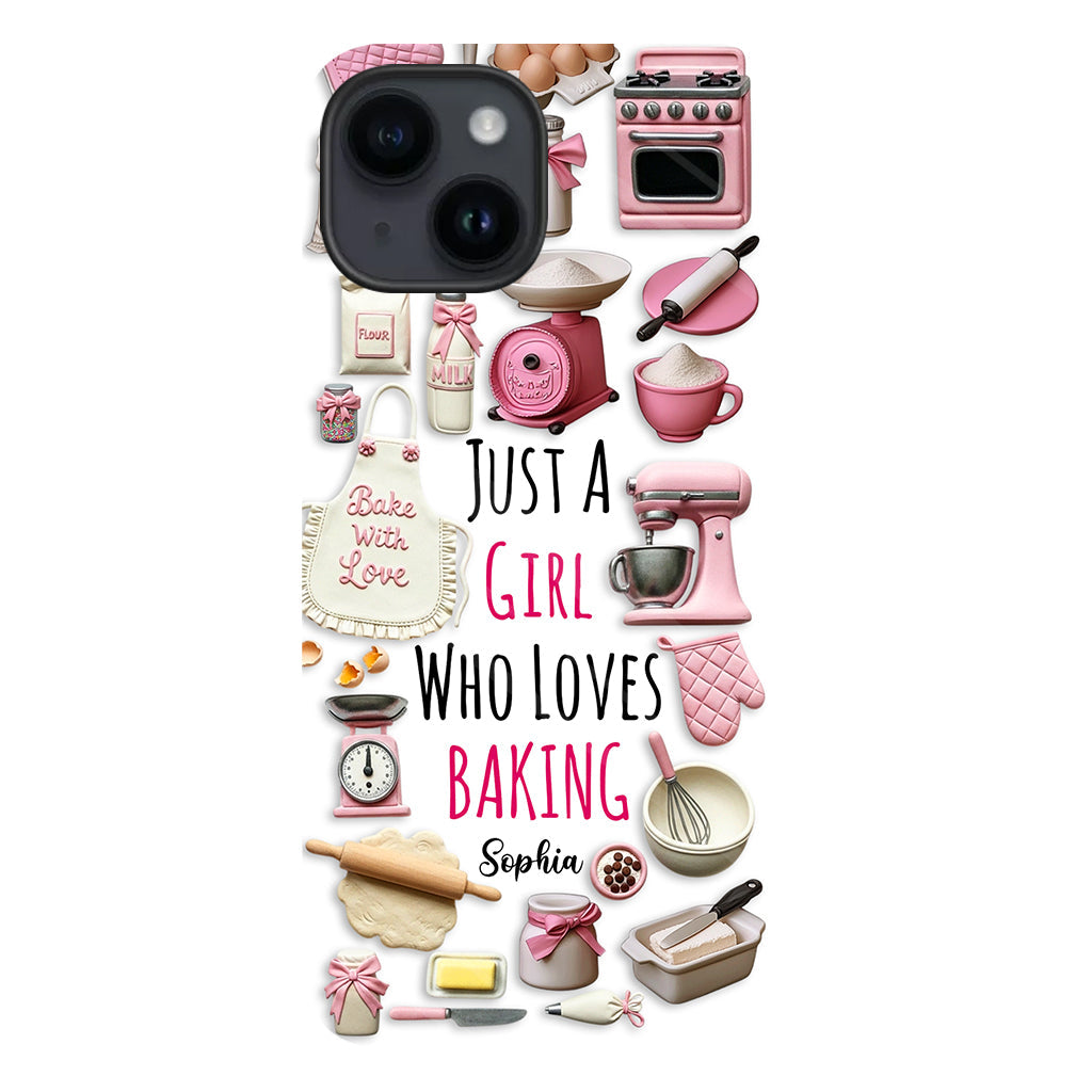 Une fille qui adore pâtisser - Coque de téléphone personnalisée avec impression intégrale sur le thème de la pâtisserie