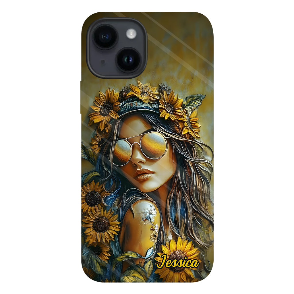 Coque de téléphone personnalisée Hippie Soul Sunflower Girl - Motif hippie intégral