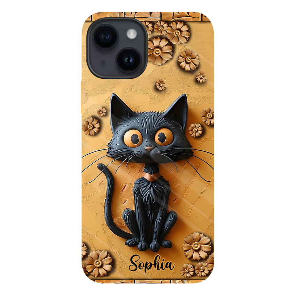 Cute Black Cat - Personalized Black Cat Full Print Phone Case