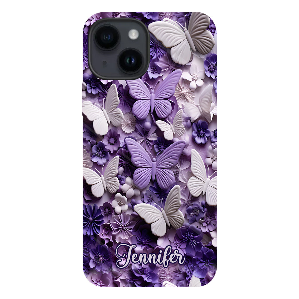 Purple Butterflies - Personalized Butterfly Full Print Phone Case