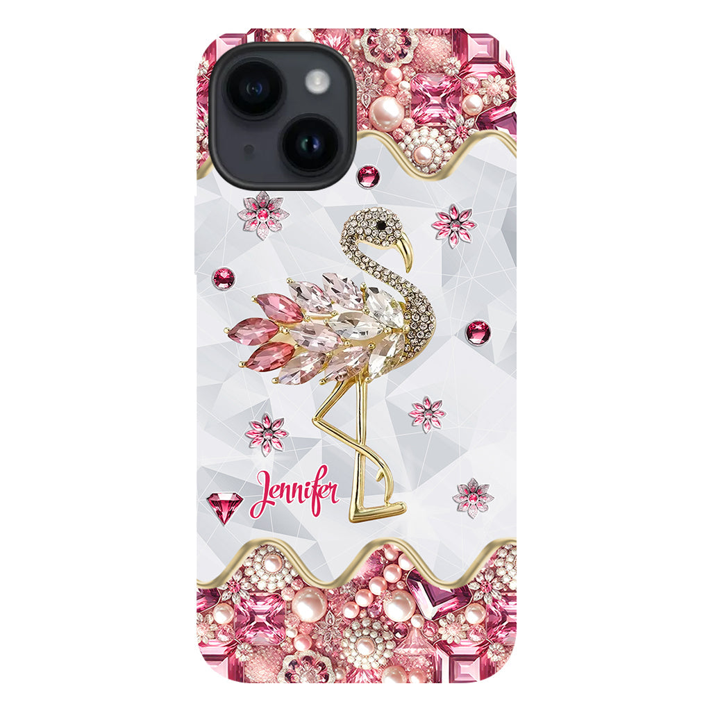 Juste une fille qui aime les flamants roses - Coque de téléphone personnalisée avec impression intégrale de flamants roses