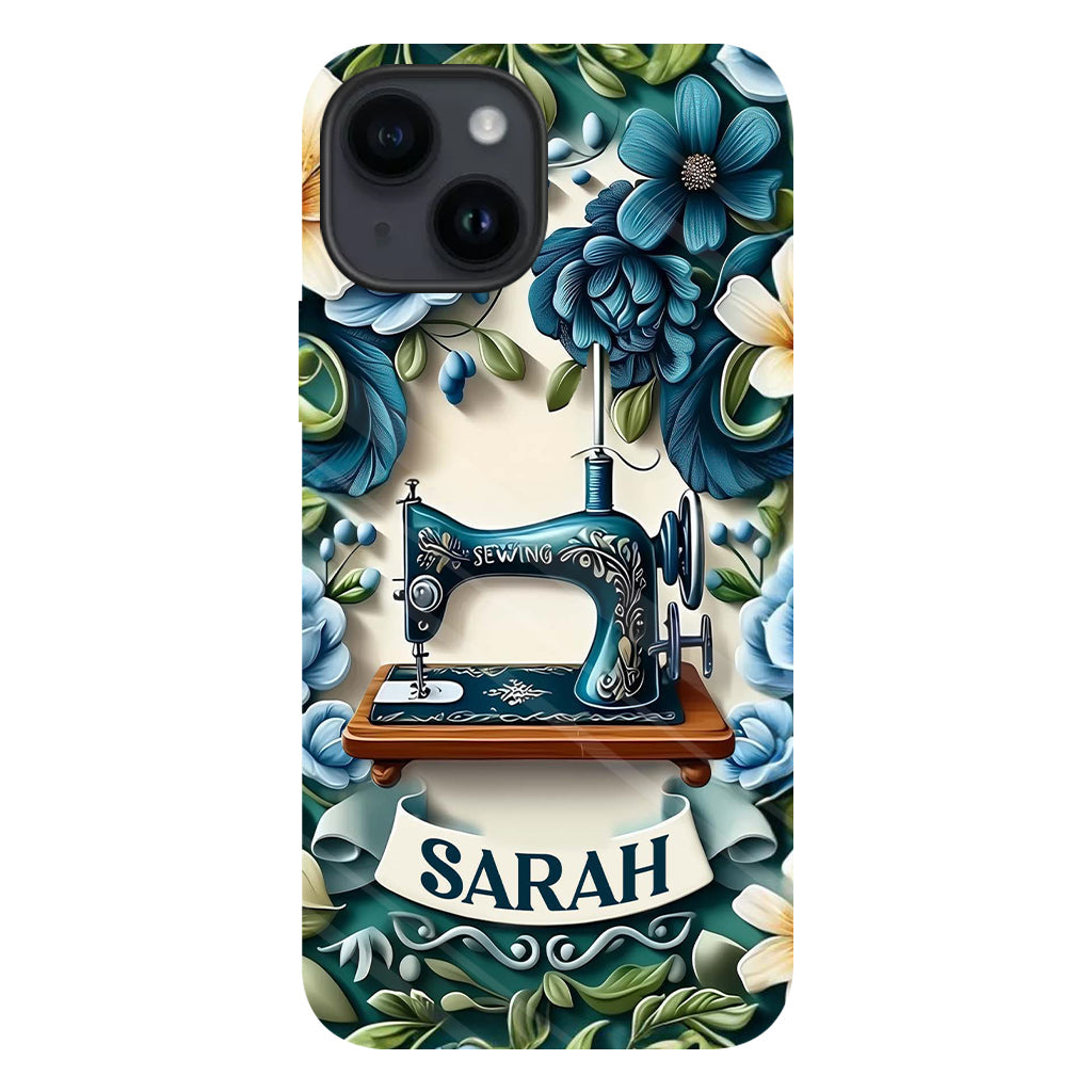 Blue Sewing Machine - Personalized Sewing Full Print Phone Case