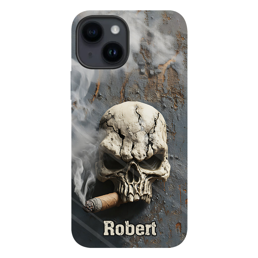 Coque de téléphone personnalisée Skull Cigar - Motif crâne intégral