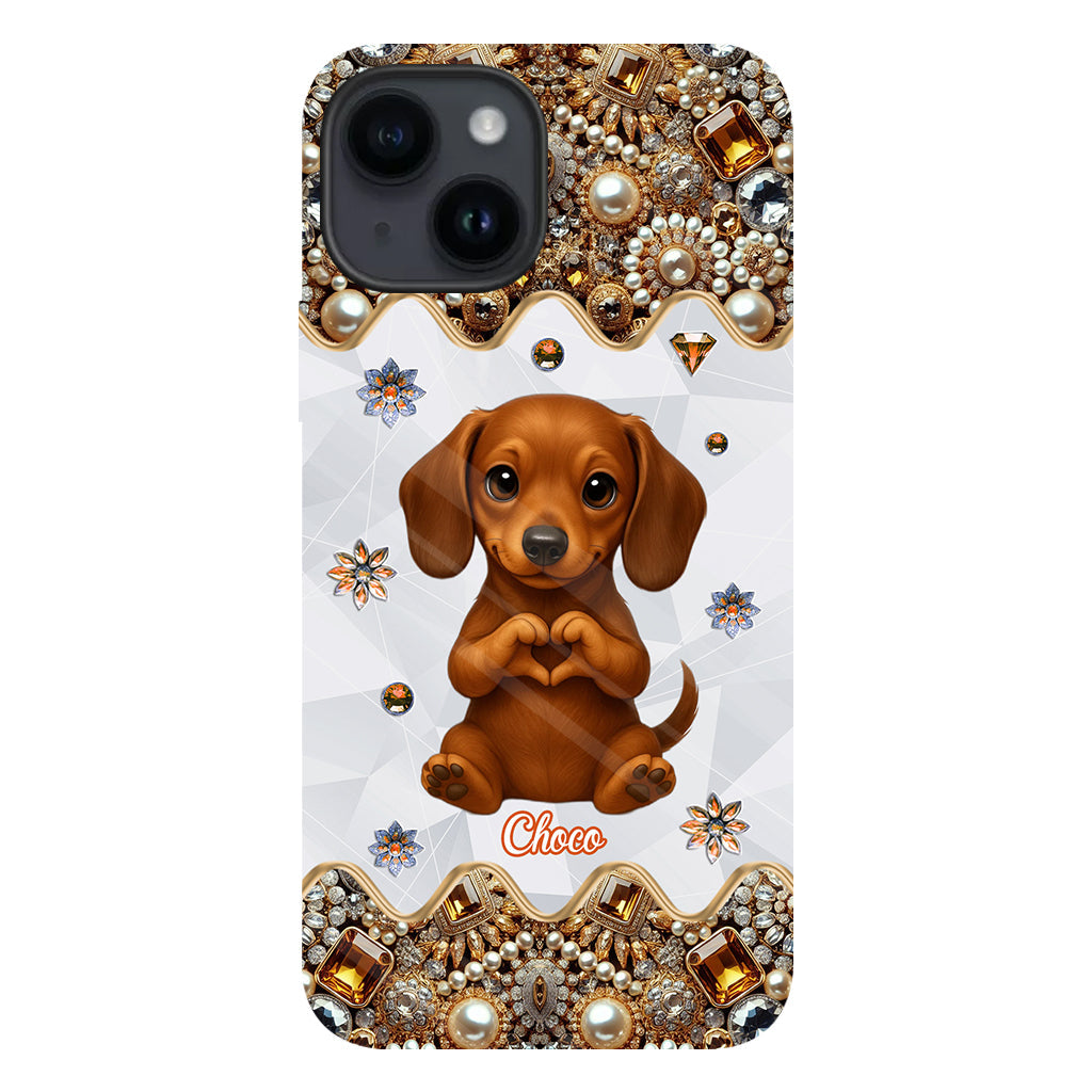 Coque de téléphone personnalisée avec motif de chiot/chat faisant des cœurs avec ses mains