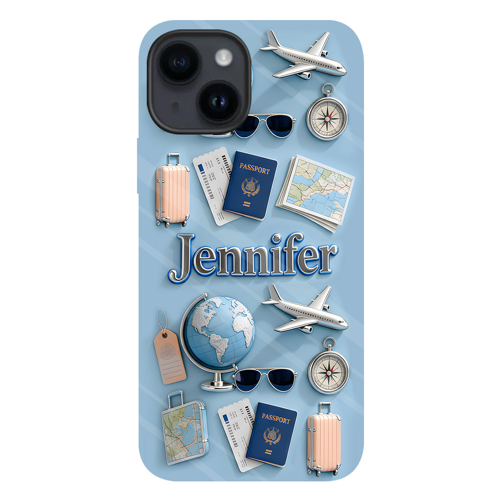 Une fille qui adore voyager - Coque de téléphone personnalisée avec impression intégrale sur le thème du voyage
