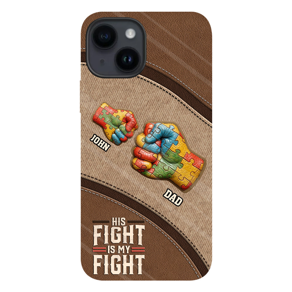 Son combat est mon combat - Coque de téléphone personnalisée avec impression intégrale pour la sensibilisation à l'autisme