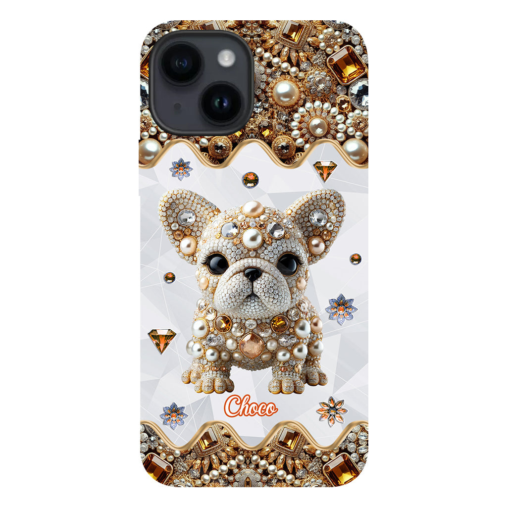 Coque de téléphone personnalisée avec motif intégral de bouledogue français « J’adore »