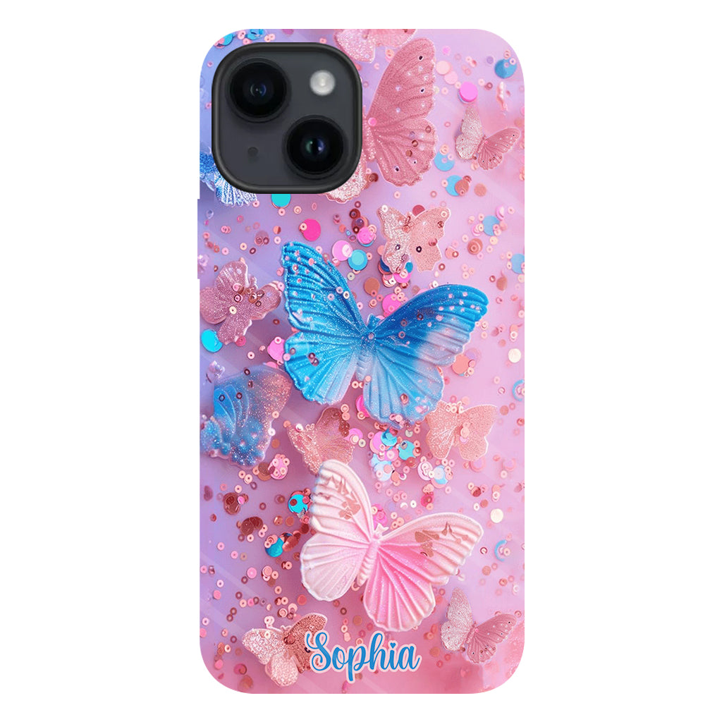 Coque de téléphone personnalisée avec motif papillon scintillant - Papillons scintillants