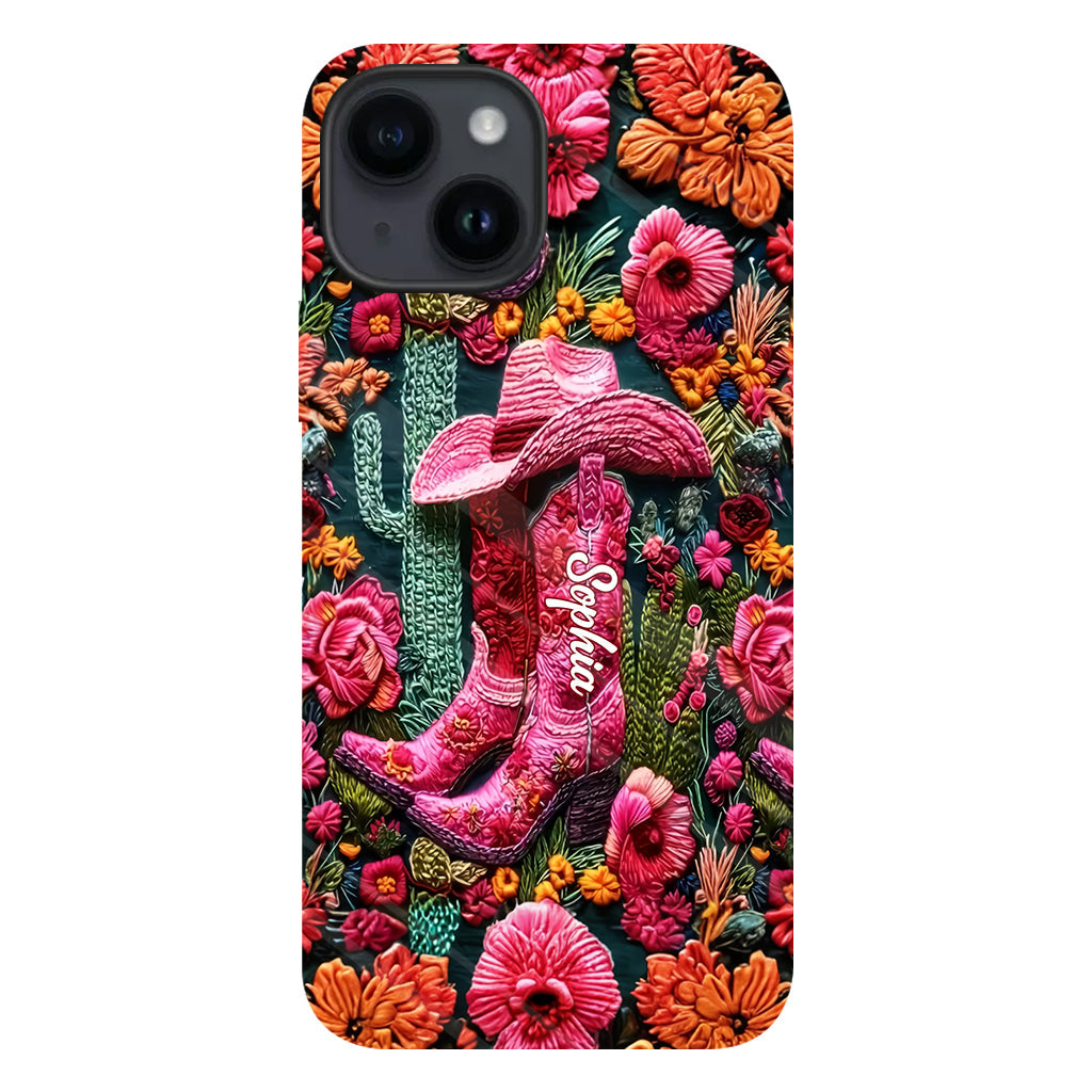 Coque de téléphone personnalisée « Cowgirl rose » avec imprimé intégral