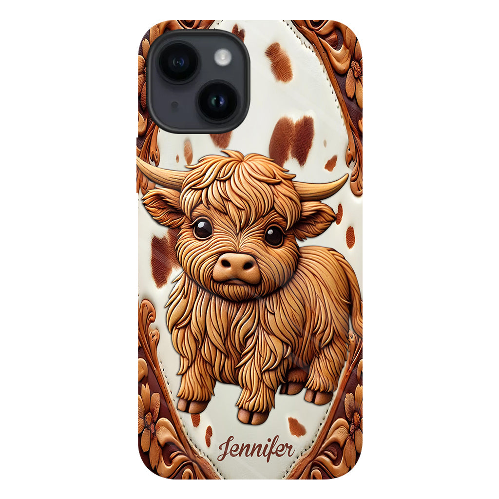 Coque de téléphone personnalisée avec impression intégrale « J’adore les vaches des Highlands »