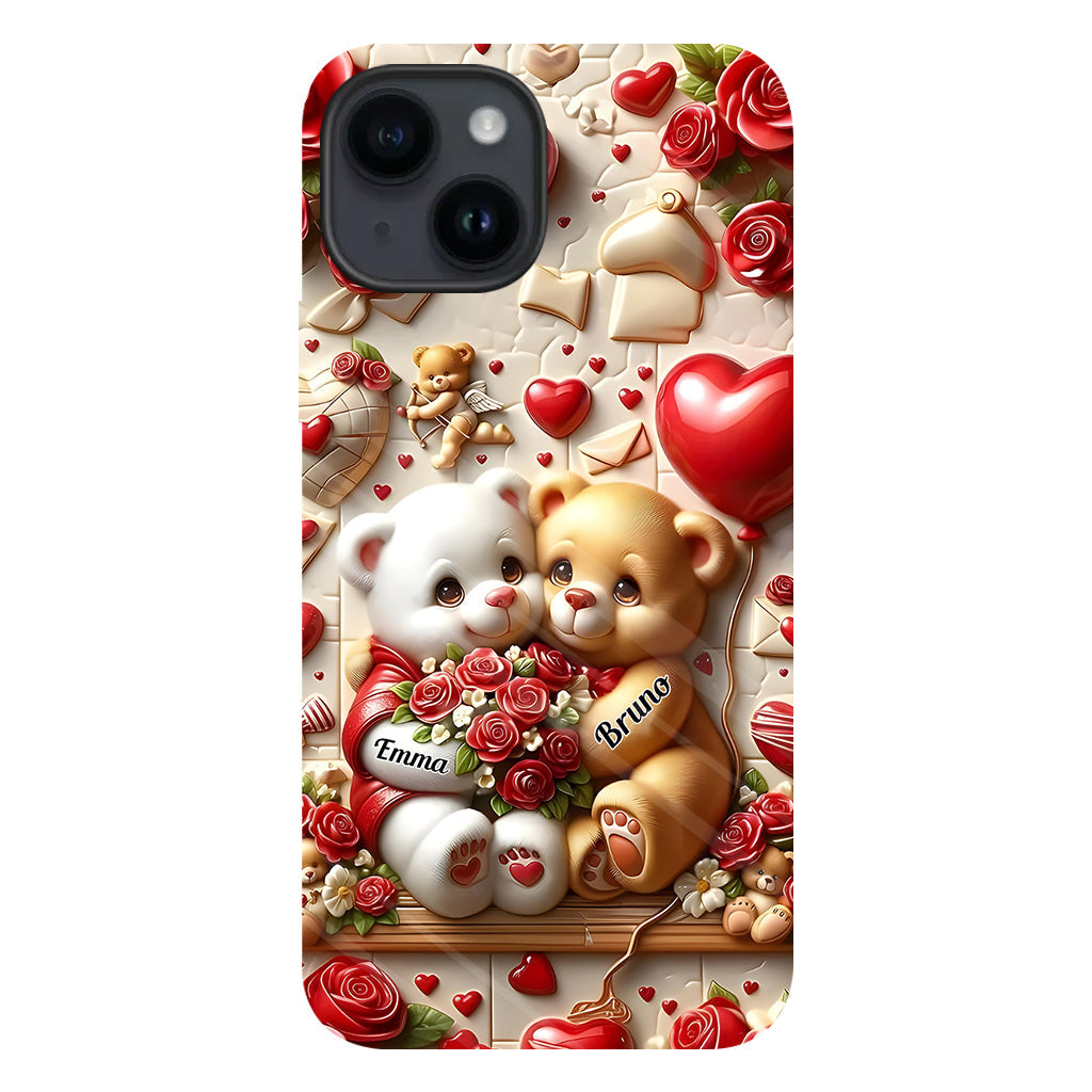Couple d'ours mignons - Coque de téléphone personnalisée avec impression intégrale pour couple