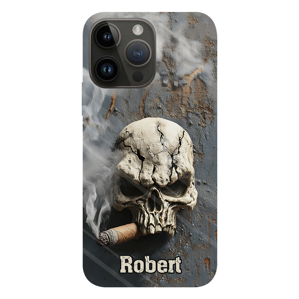 Coque de téléphone personnalisée Skull Cigar - Motif crâne intégral