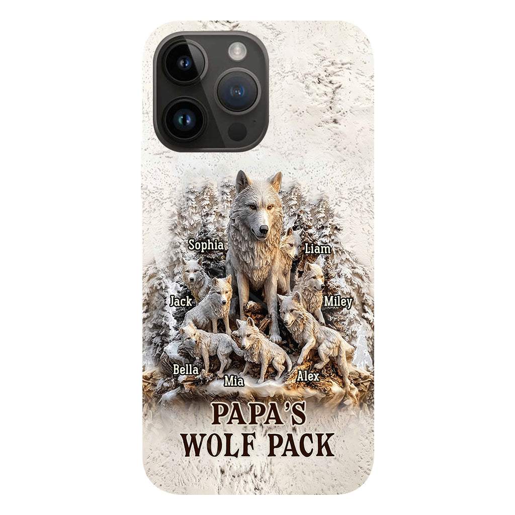 Coque de téléphone personnalisée « La meute de loups de papa » avec impression intégrale