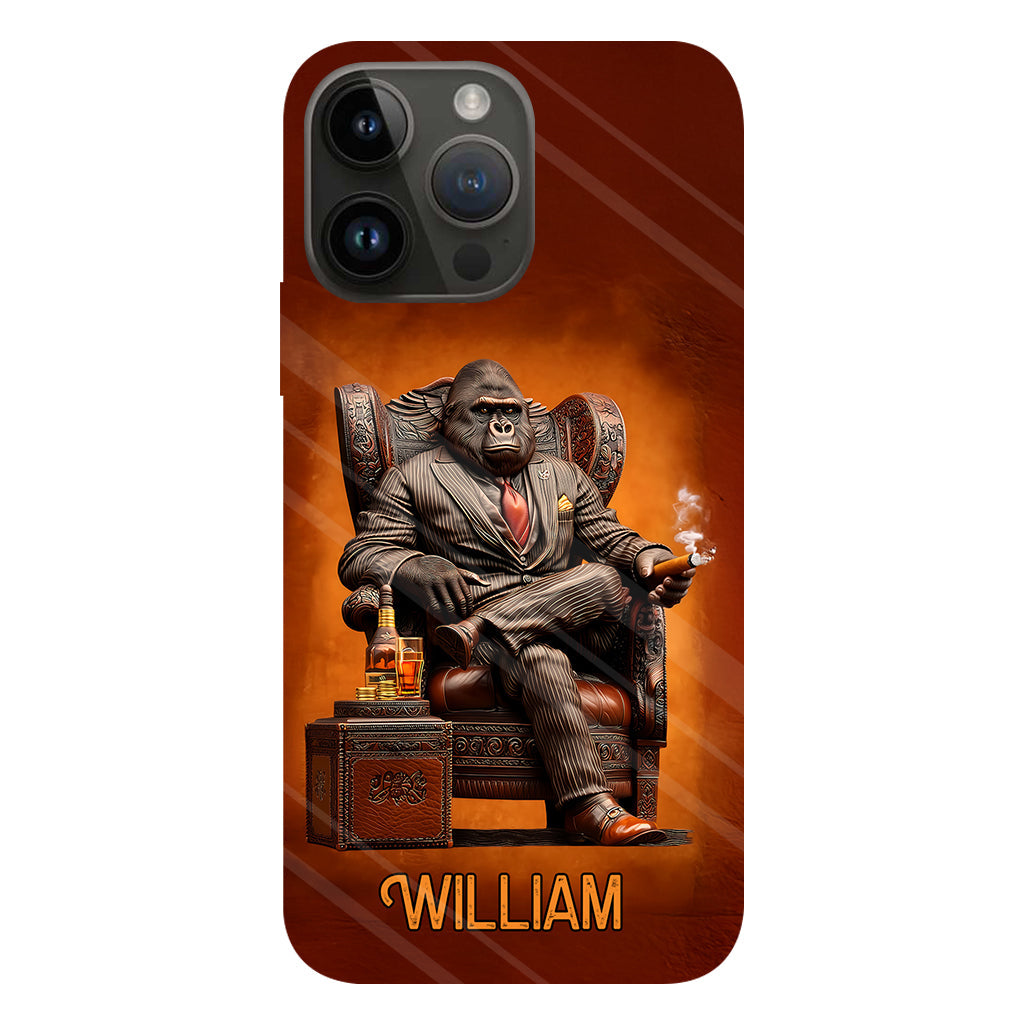 Whiskey & Cigar Gorilla - Personalized Whisky Full Print Phone Case