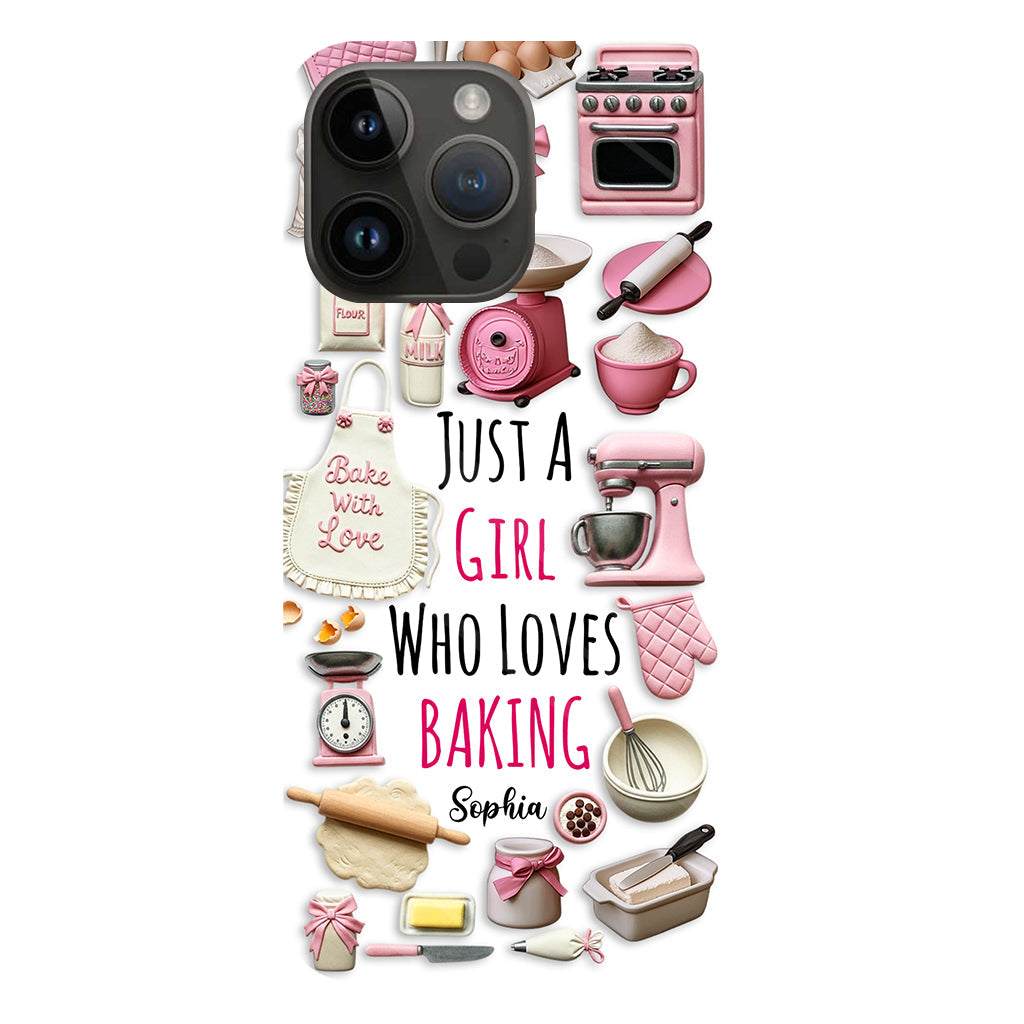 Une fille qui adore pâtisser - Coque de téléphone personnalisée avec impression intégrale sur le thème de la pâtisserie
