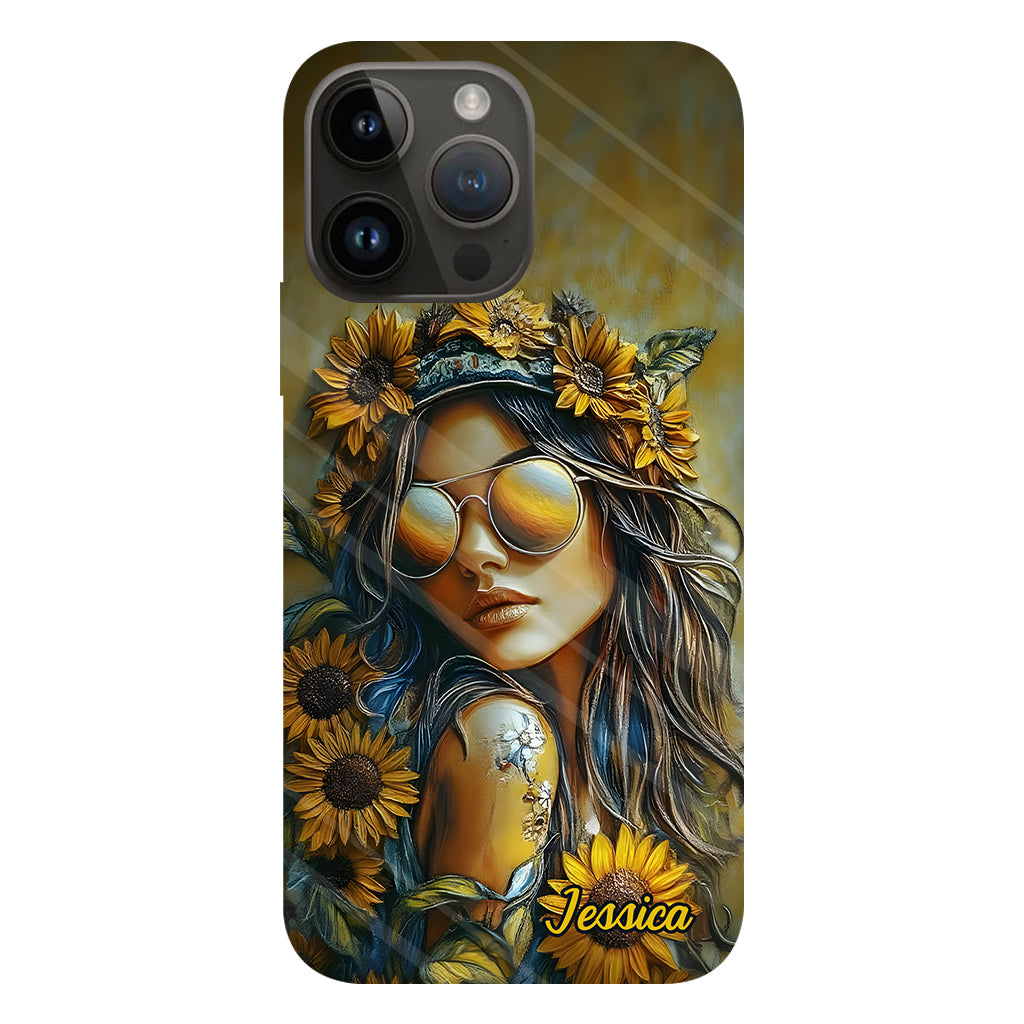 Coque de téléphone personnalisée Hippie Soul Sunflower Girl - Motif hippie intégral