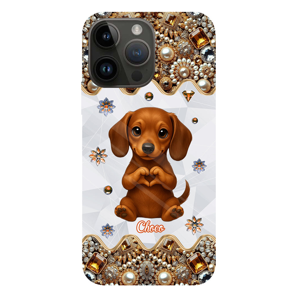 Coque de téléphone personnalisée avec motif de chiot/chat faisant des cœurs avec ses mains