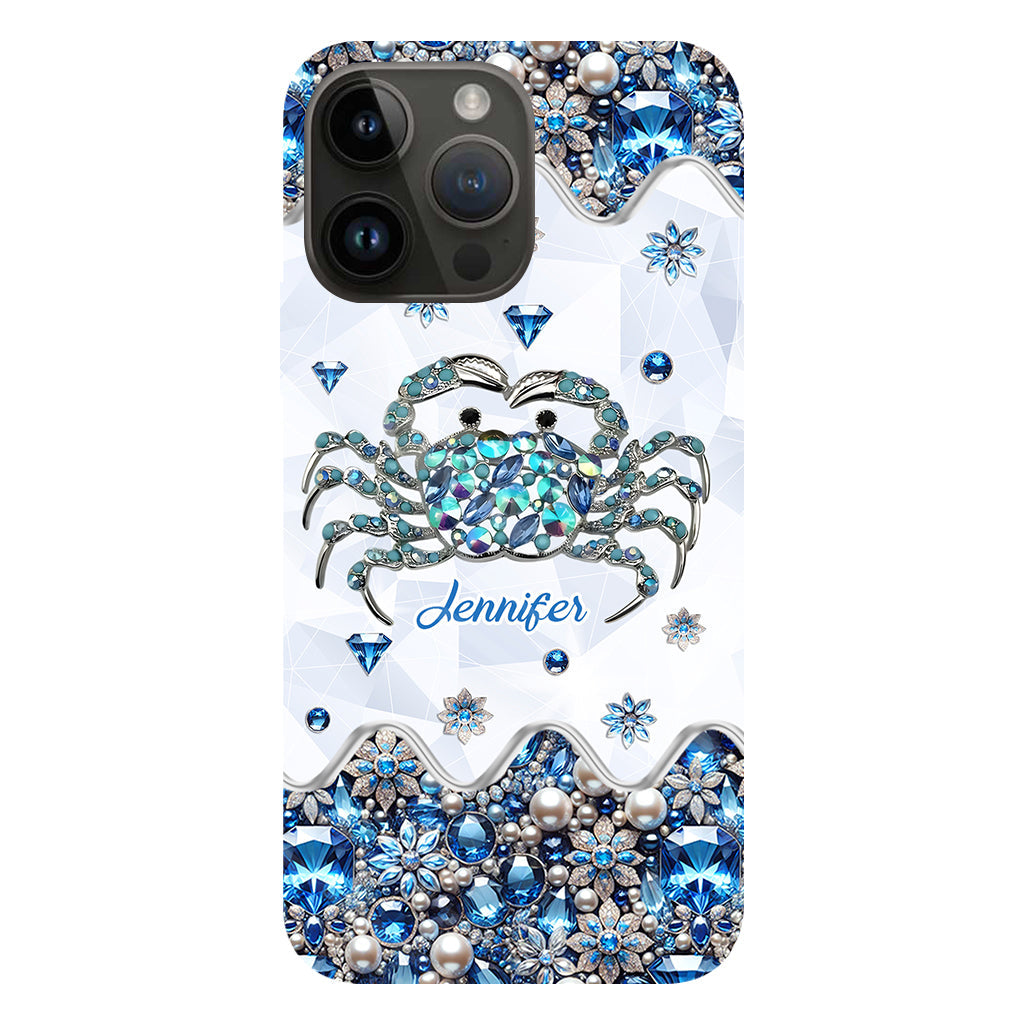 Élégante coque de téléphone personnalisée « Crabe bleu élégant » pour amoureux de la mer