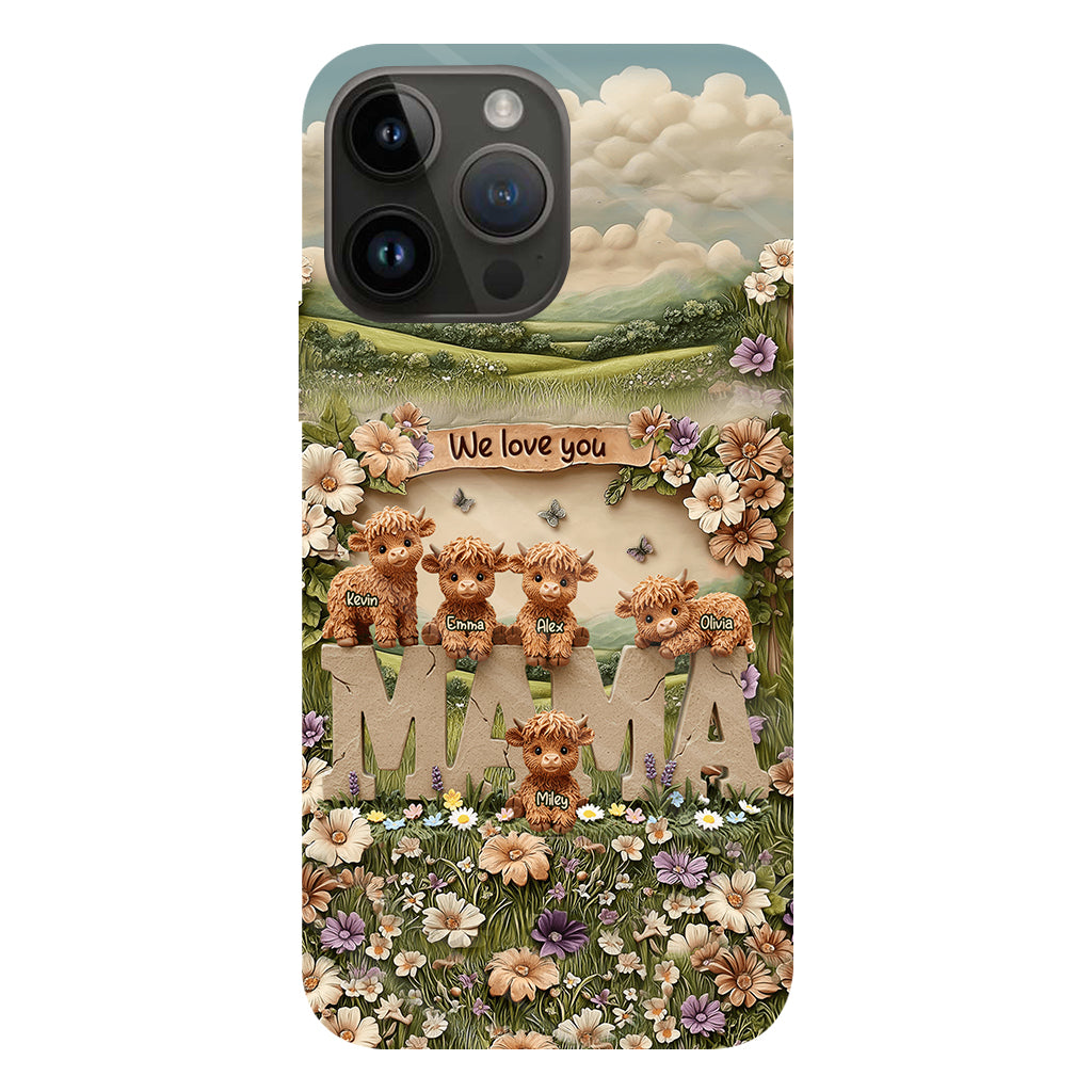 Coque de téléphone personnalisée avec motif vache des Highlands mignonne, maman et grand-mère - Coque de téléphone imprimée intégralement pour maman