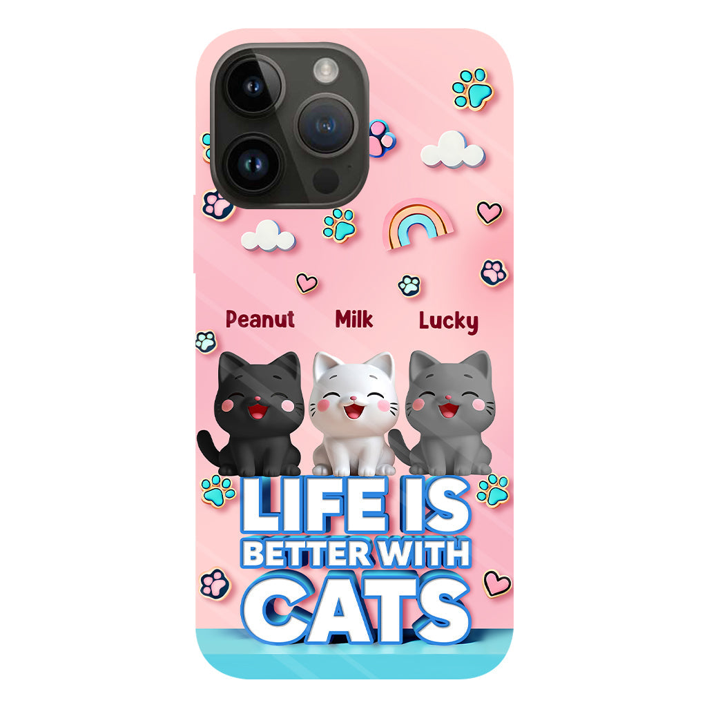 La vie est plus belle avec un chat - Coque de téléphone personnalisée avec motif chat.
