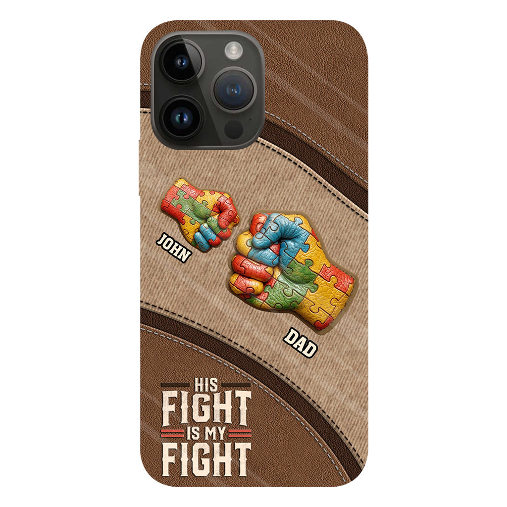 Son combat est mon combat - Coque de téléphone personnalisée avec impression intégrale pour la sensibilisation à l'autisme