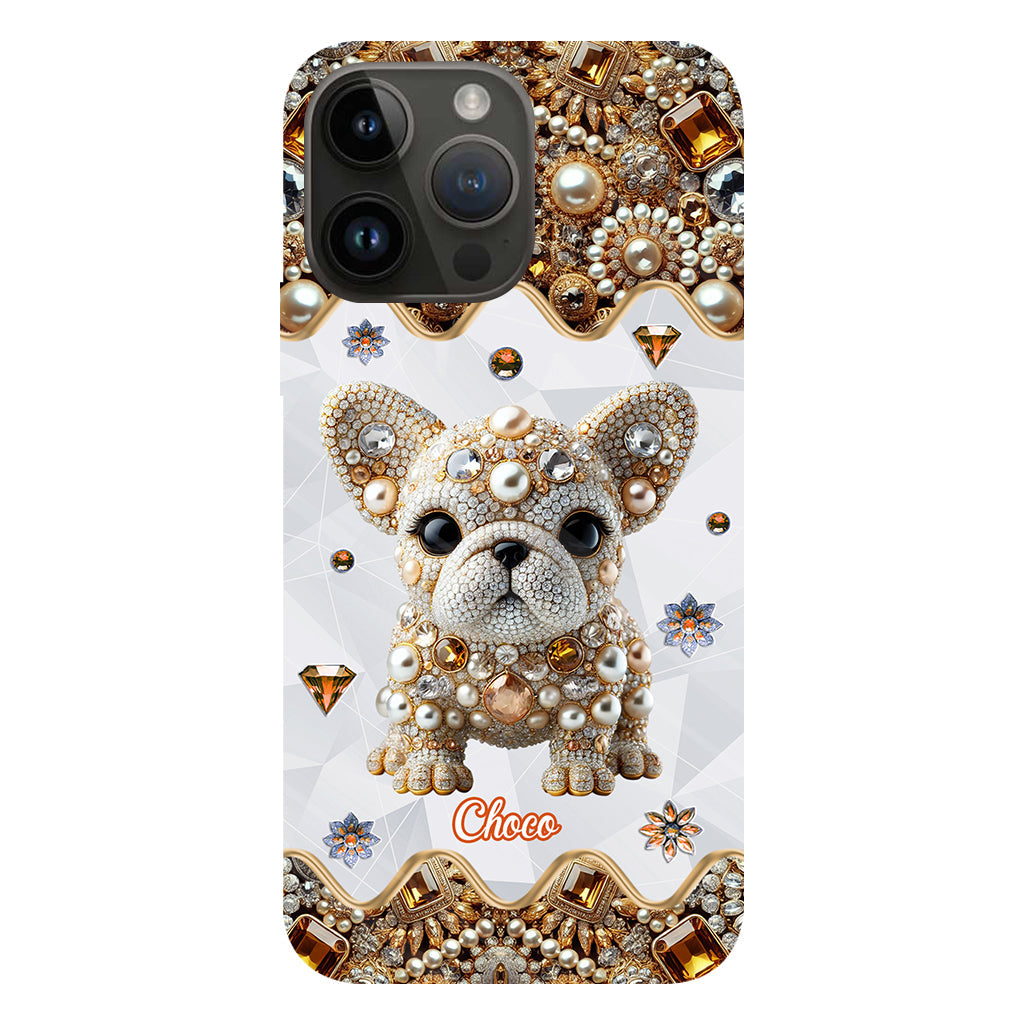 Coque de téléphone personnalisée avec motif intégral de bouledogue français « J’adore »