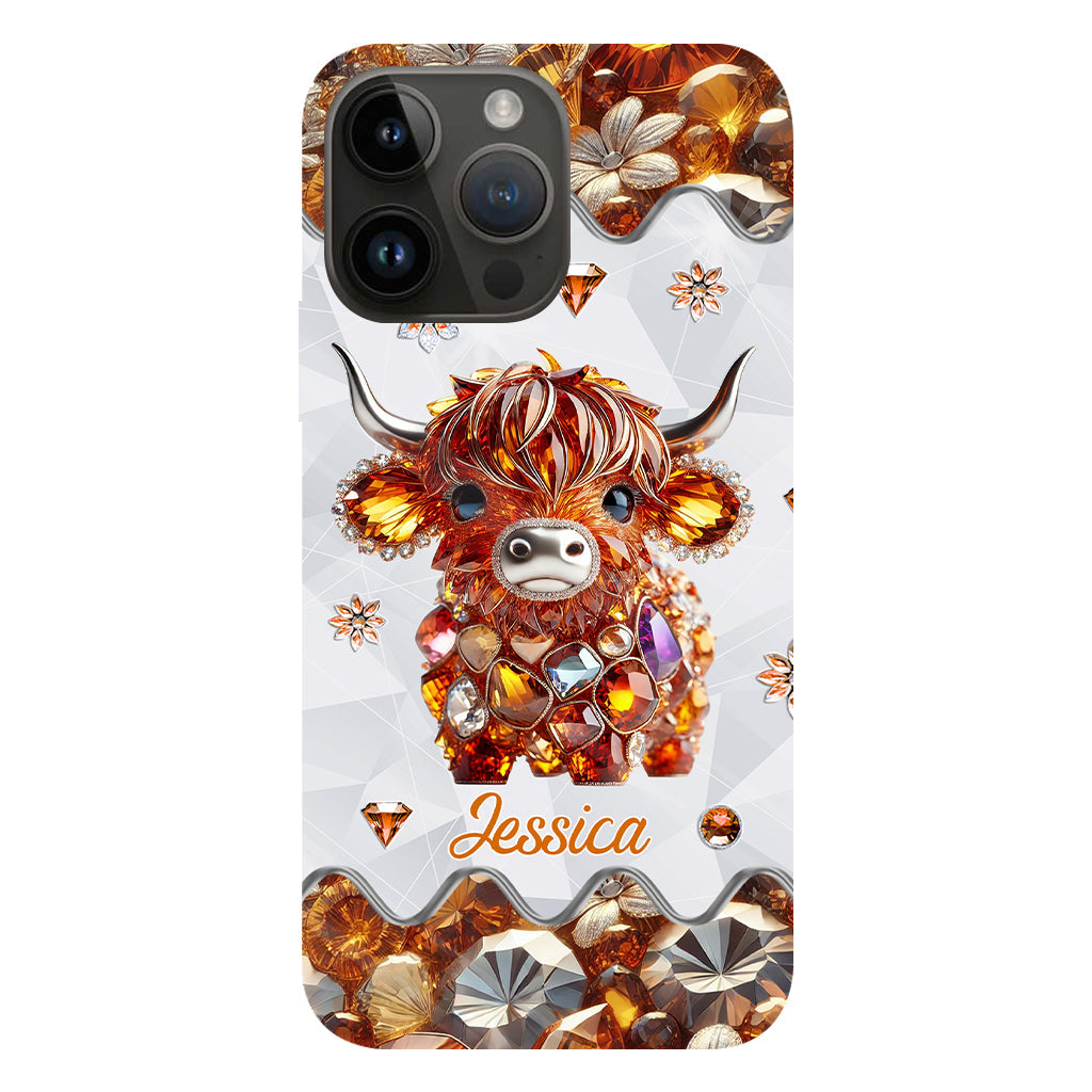 Coque de téléphone personnalisée avec impression intégrale « Juste une fille qui aime les vaches des Highlands »