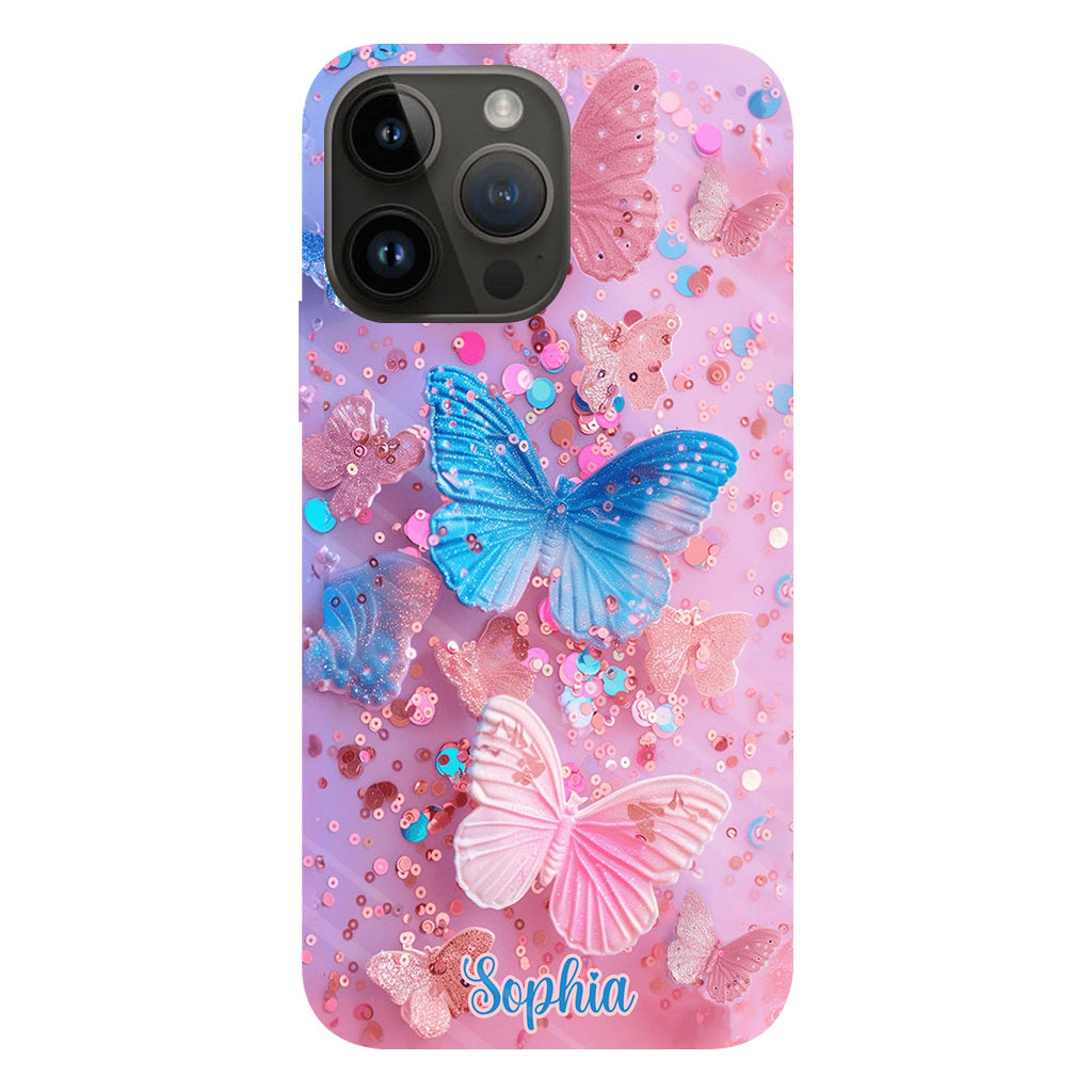 Coque de téléphone personnalisée avec motif papillon scintillant - Papillons scintillants
