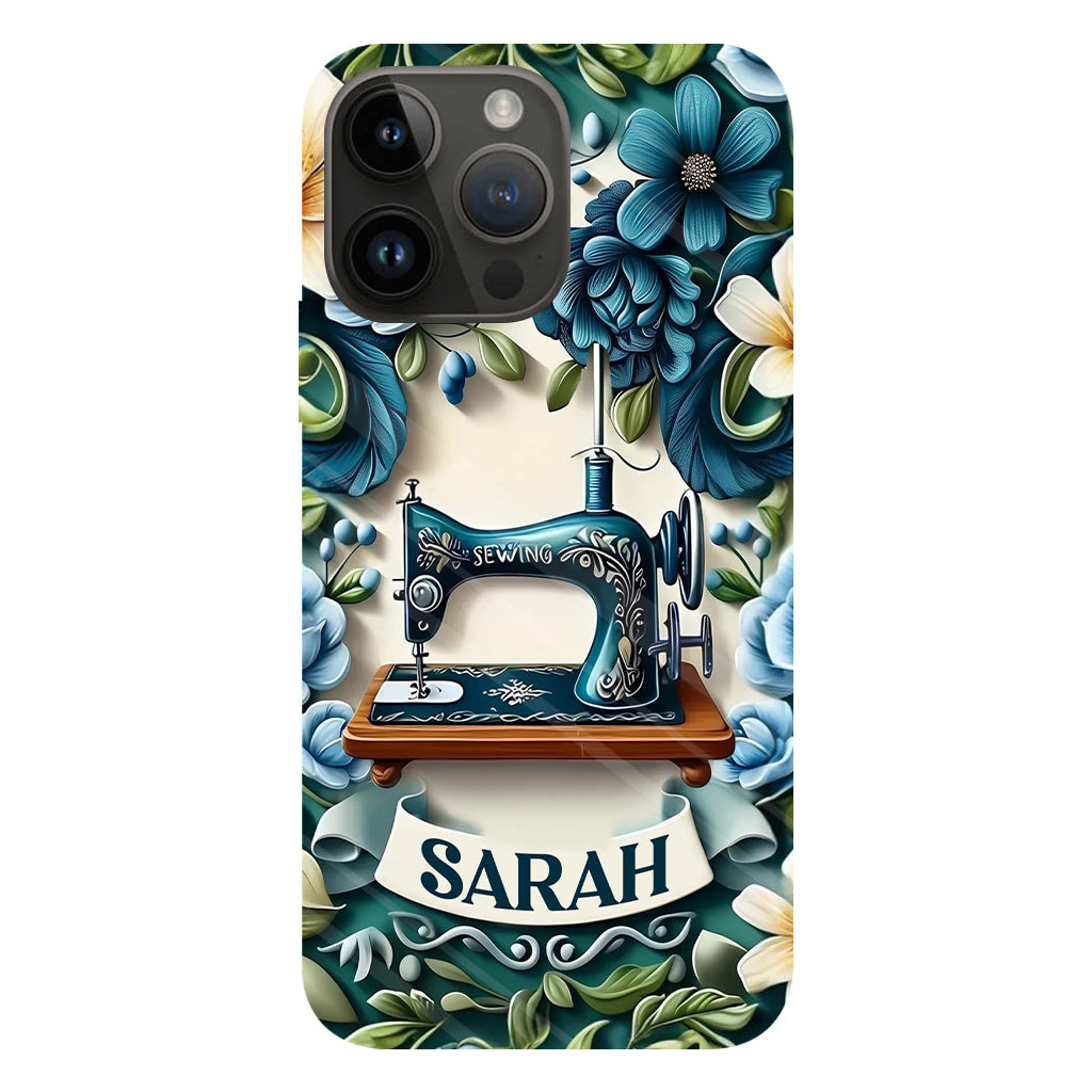 Blue Sewing Machine - Personalized Sewing Full Print Phone Case