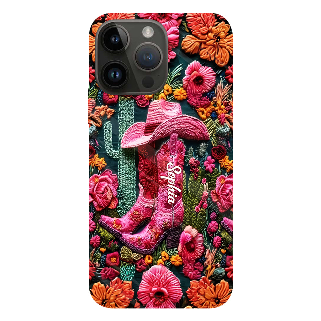 Coque de téléphone personnalisée « Cowgirl rose » avec imprimé intégral