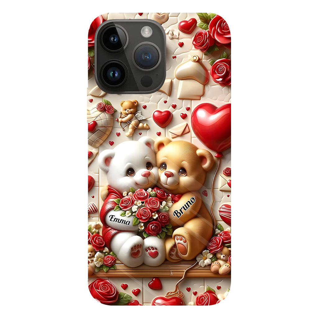 Couple d'ours mignons - Coque de téléphone personnalisée avec impression intégrale pour couple