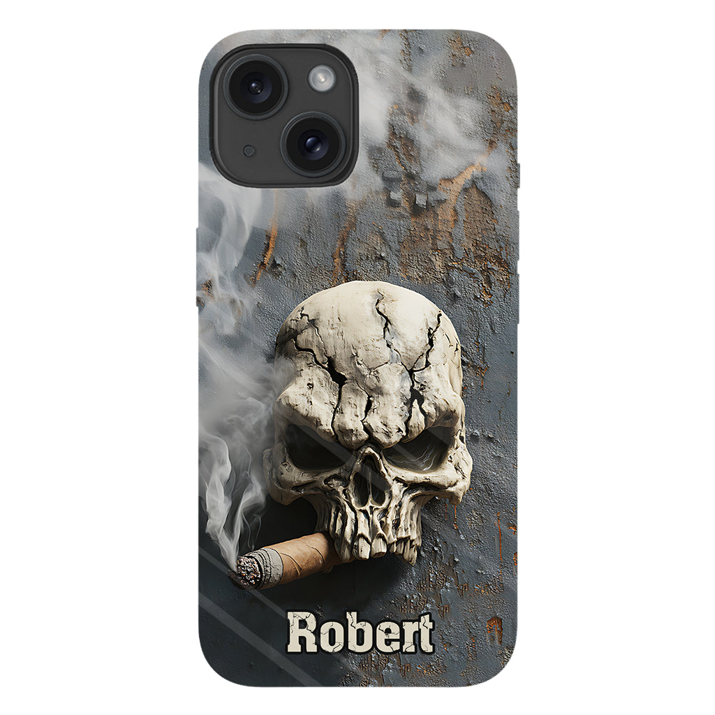 Coque de téléphone personnalisée Skull Cigar - Motif crâne intégral
