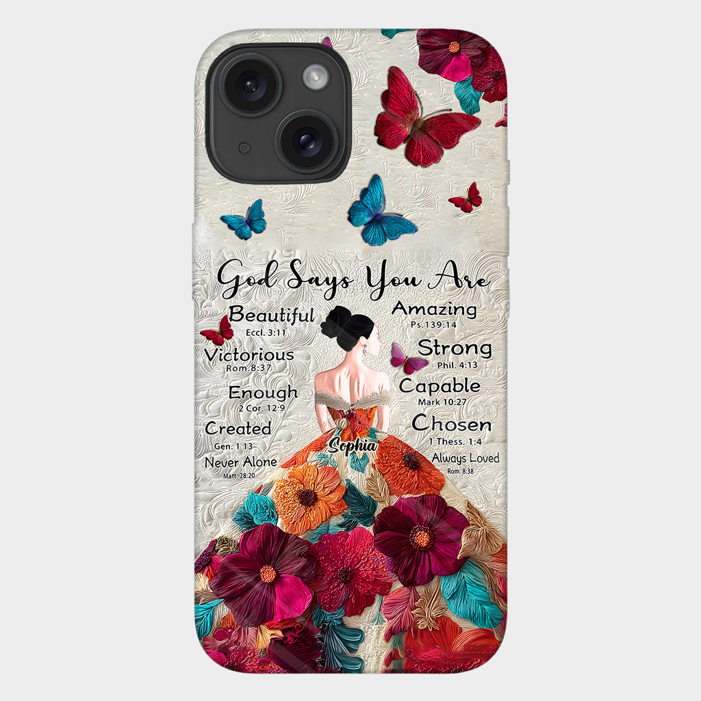 Dieu dit que tu es assez - Coque de téléphone personnalisée avec impression chrétienne intégrale