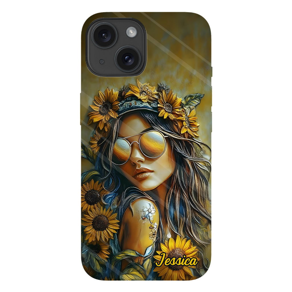 Coque de téléphone personnalisée Hippie Soul Sunflower Girl - Motif hippie intégral