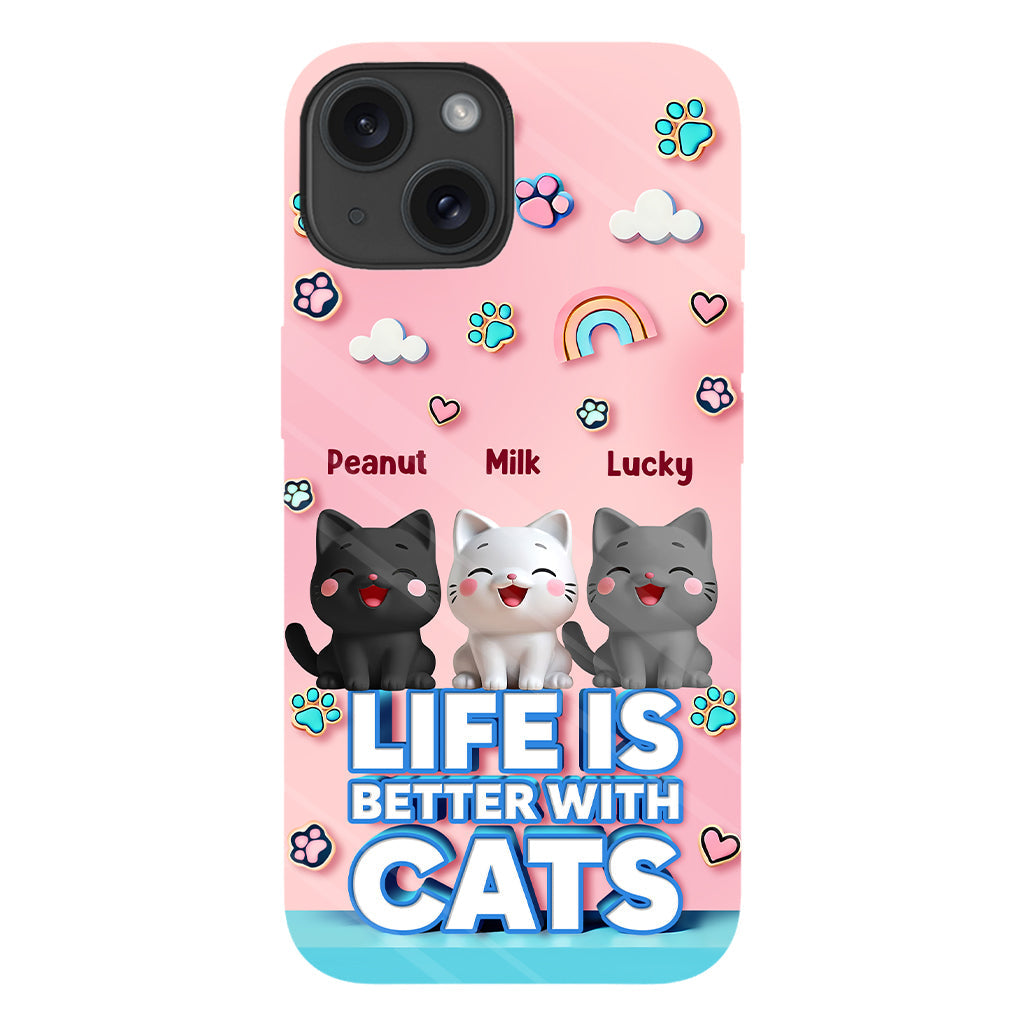 La vie est plus belle avec un chat - Coque de téléphone personnalisée avec motif chat.