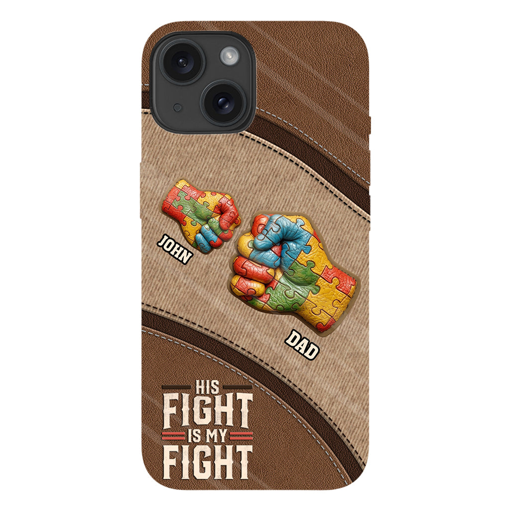 Son combat est mon combat - Coque de téléphone personnalisée avec impression intégrale pour la sensibilisation à l'autisme