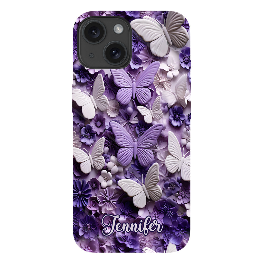 Purple Butterflies - Personalized Butterfly Full Print Phone Case