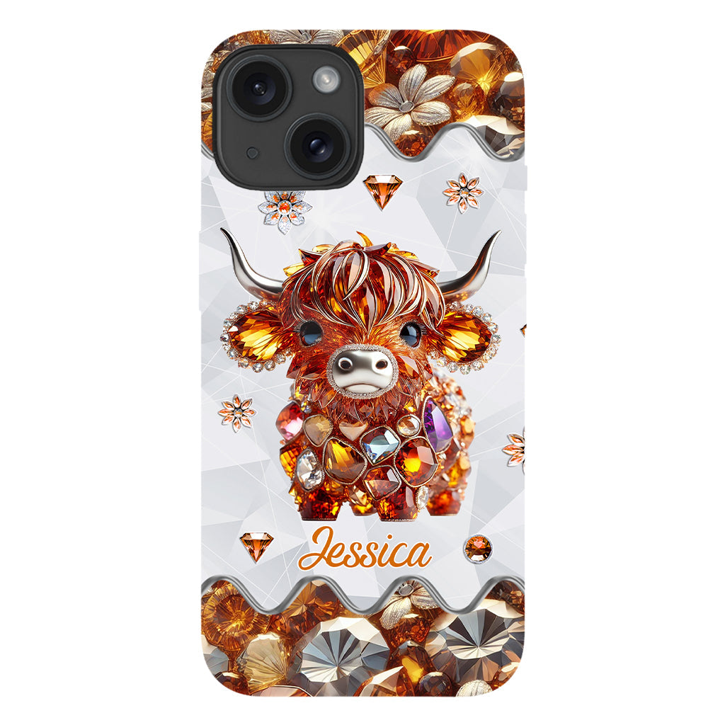 Coque de téléphone personnalisée avec impression intégrale « Juste une fille qui aime les vaches des Highlands »