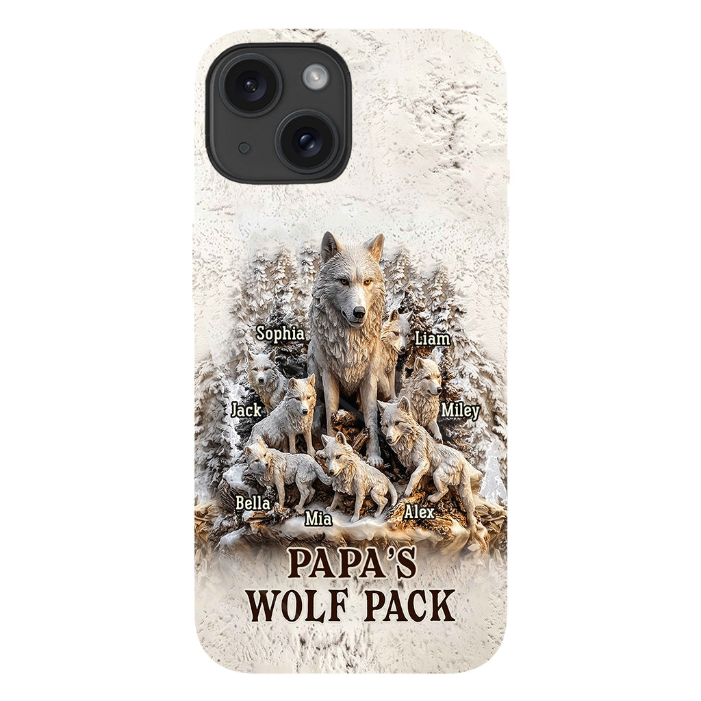 Coque de téléphone personnalisée « La meute de loups de papa » avec impression intégrale